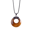 Oeil de tigre de naturel élégant Collier pendentif rond grande taille